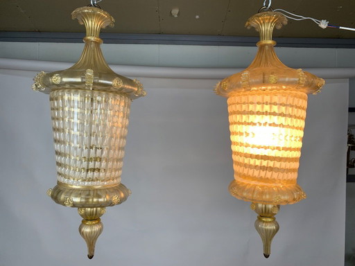 Archimede Seguso Pair of lantern 1950’s 