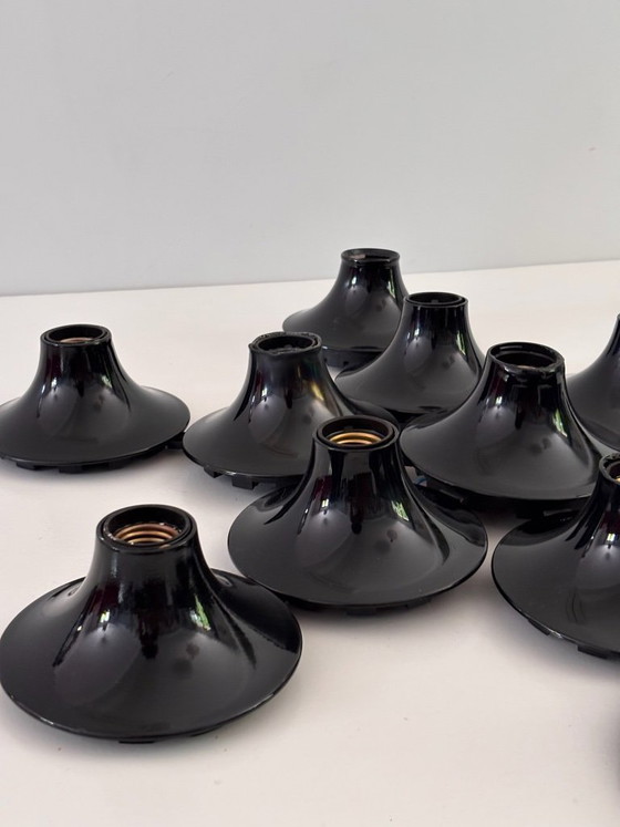 Image 1 of Komposition aus 13 Teti Vico Magistretti Wandleuchten für Artemide, 1970, schwarz lackiertes ABS, Space-Age-Finish