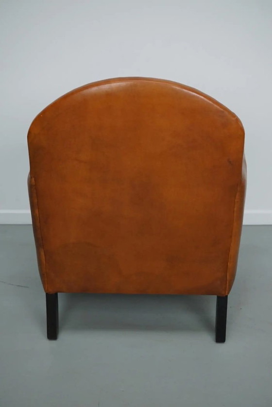 Image 1 of Vintage Nederlandse clubfauteuil van cognackleurig leer