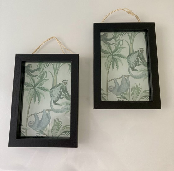 Image 1 of Modernes Diptychon einer Dschungellandschaft auf Glas