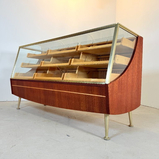 Bancone vintage in teak con 9 cassetti, A. Ahlström