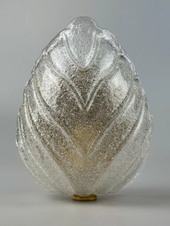 Image 1 of 60's 70's Lampe Lampe murale Glass Brass Blatt Space Age Design