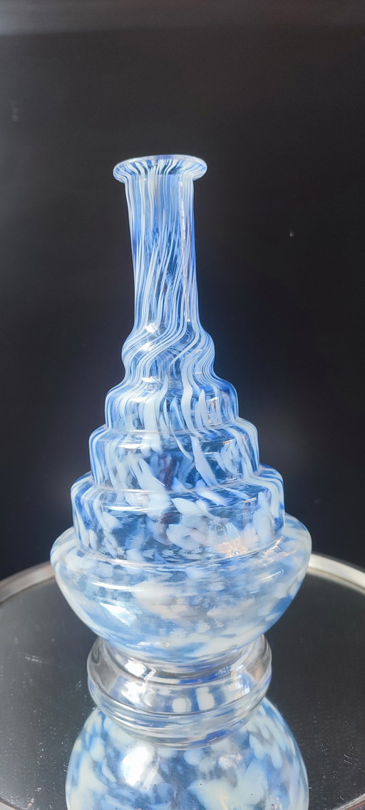 Blown glass bottle, Clichy glassworks, 20th century