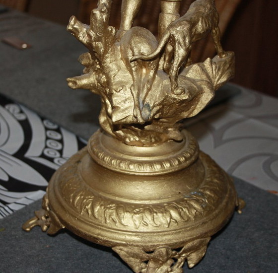 Image 1 of Antique French spelter/zinc cast figure with gilding – 19th century – 42 cm high