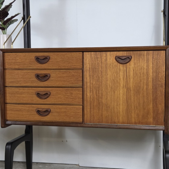 Image 1 of Louis van Teeffelen, libreria Wébé a parete in teak vintage anni '60