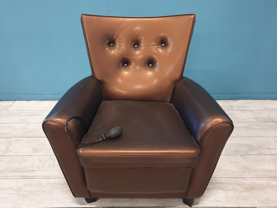 Armchair with adjustable backrest, golden brown leather, Dutch Originals - Gebroeders van der Stroom, Vintage (photo 4 of 5)