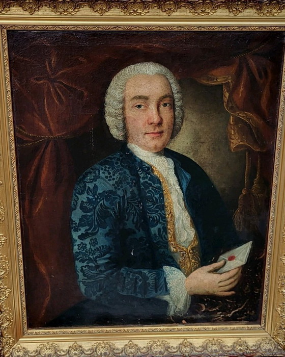 Image 1 of Portret van een jonge Franse aristocratische man - 18e-eeuws olieverfschilderij