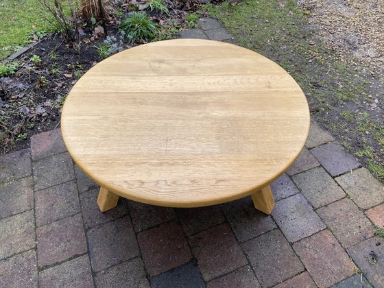 Image 1 of Round solid wood coffee table Ø100 – Japandi / Brutalist