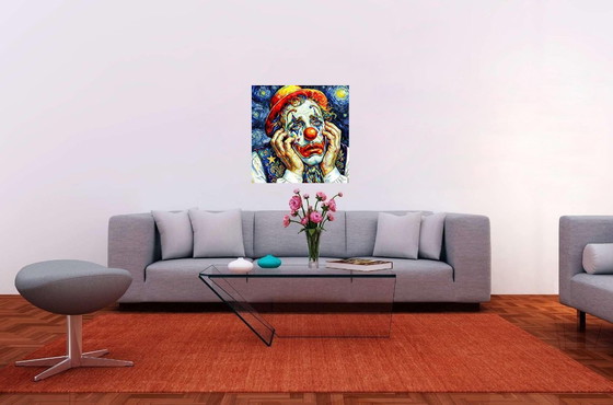 Image 1 of Acrylverfschilderij op canvas "Droevige clown van Van Gogh" / 60x60 cm