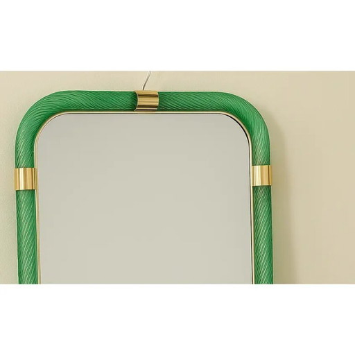 Rectangular "Torciglione" Wall Mirror Murano Glass in Barovier Style