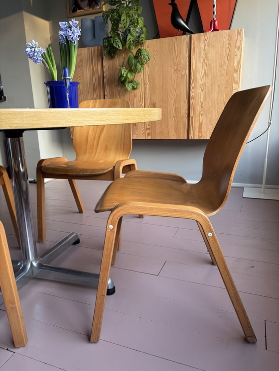 Image 1 of Ensemble de 4 chaises de salle à manger vintage en contreplaqué