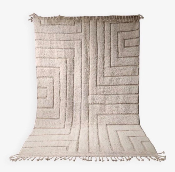 Image 1 of Authentic Beni Ouarain Rug, Ecru, Handmade in Soft Wool - 300x200cm