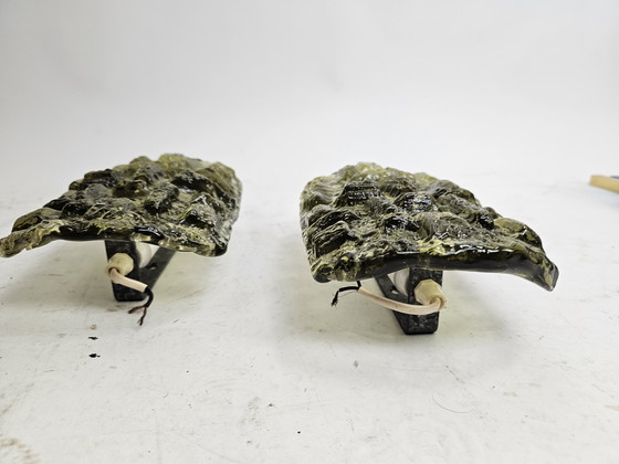 Image 1 of Set di lampade da parete in vetro verde Holmegaard