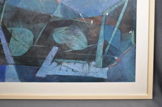 André Brechet "Abstract Composition" Charcoal and Grease Pencil Signed, Framed – Paintings & Drawings (photo 6 of 8)