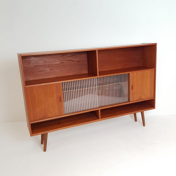 Vintage Danish wall cabinet | Sideboard cabinet | Wall unit teak – Wood, Glass (photo 5 of 15)