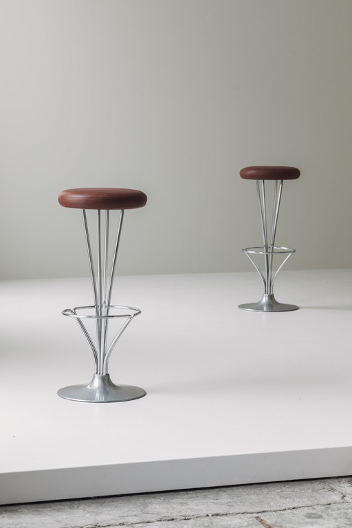 Set of Two Bar Stools by Piet Hein for Fritz Hansen, Denmark 1960s