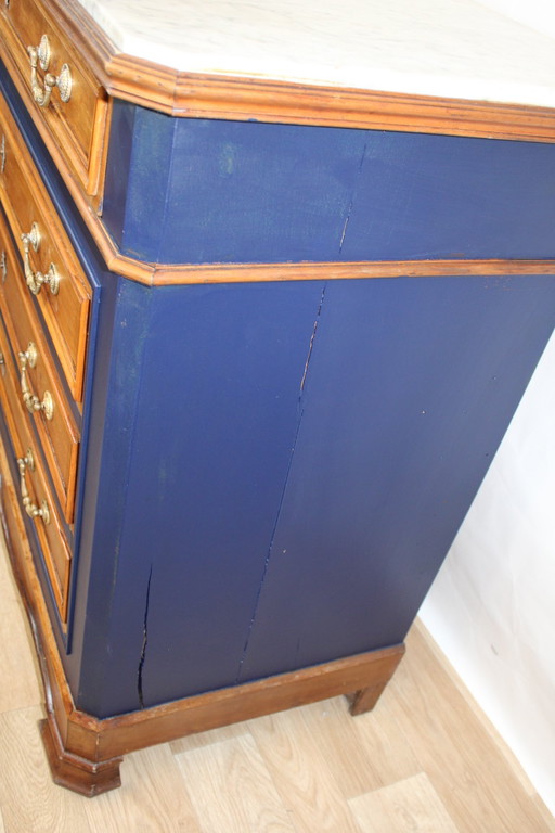 OAK CHEST OF DRAWERS GREY MARBLE TOP 19TH CENTURY FRANCE