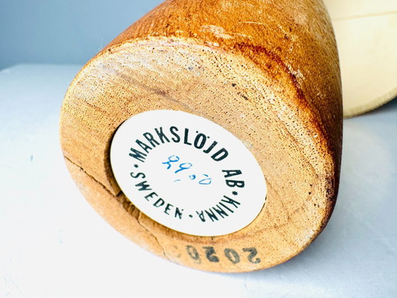 Model 2020 Cylindrical Desk Lamp in Wood by Markslöjd AB, Sweden, 1960s – Table lamps, Textile (photo 4 of 7)