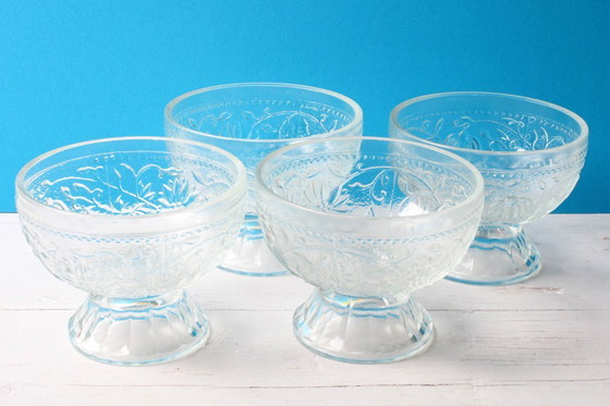 Image 1 of Set of 4 Mid-Century Pressed Glass Dessert Bowls Cibulak by Pavel Panek / 1977