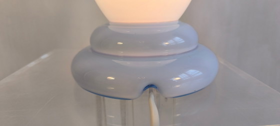 Image 1 of 😍✨ Magnificent large vintage lamp in opaline blue Bohemian glass — signed Czechoslovakia — 1960s/70s ✨😍