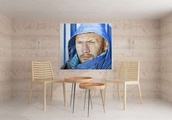 Peinture à l'huile originale, art contemporain, photoréalisme figuratif, autoportrait – Peintures et dessins (photo 3 of 7)