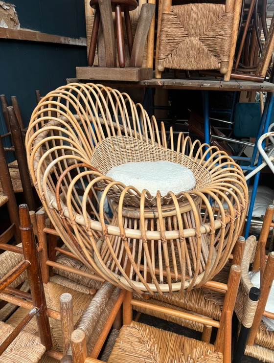 Image 1 of Chaise "Soleil" en bambou et osier par Janine Abraham et Jan Dirk Rol, France 1958