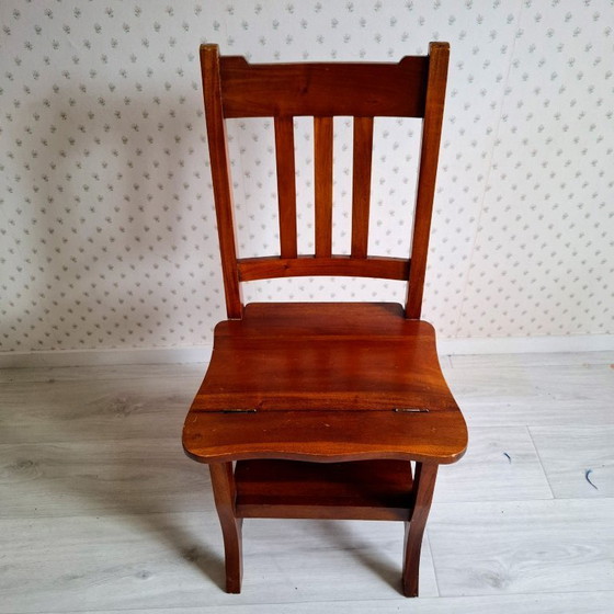 Image 1 of Silla de biblioteca de caoba - 'Silla metamórfica'