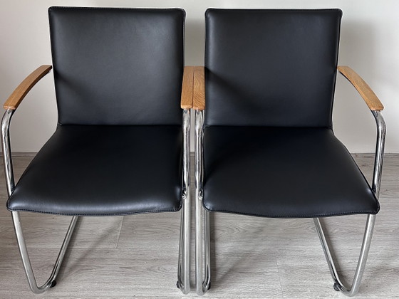 4x Leolux Freyr Design Chaises de salle à manger – Chrome, Wood, Modern (photo 8 of 12)