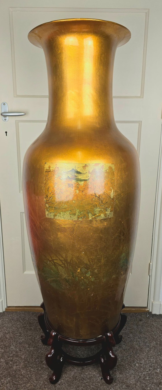 Image 1 of Grande vaso cinese dorato, porcellana cinese