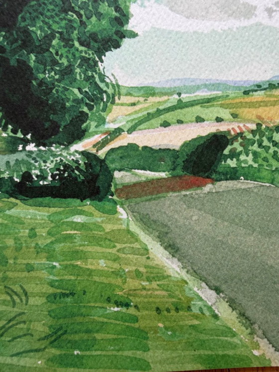 Image 1 of David Hockney, Straße und Bäume bei Wetwang, Copyright David Hockney, Gedruckt in Großbritannien
