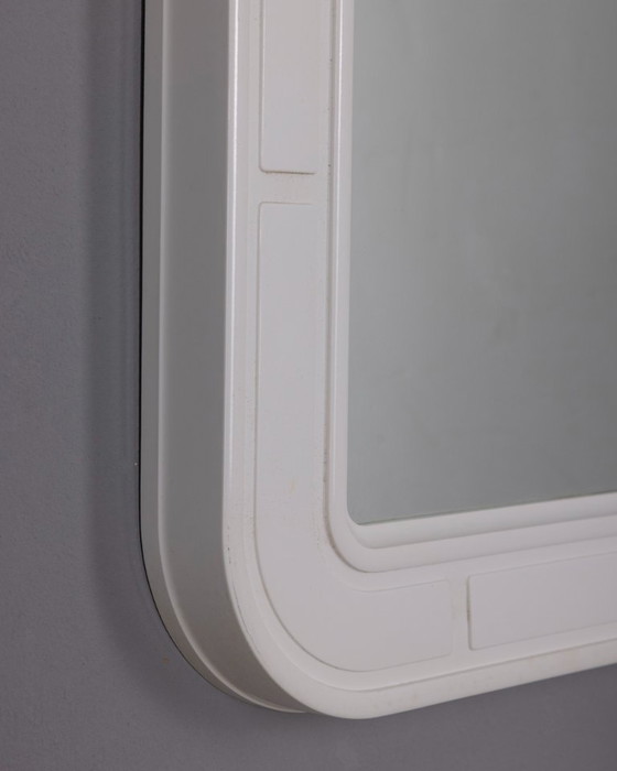 Image 1 of VINTAGE 1970S WALL MIRROR IN WHITE PLASTIC BY CARRARA MATTA DESIGN