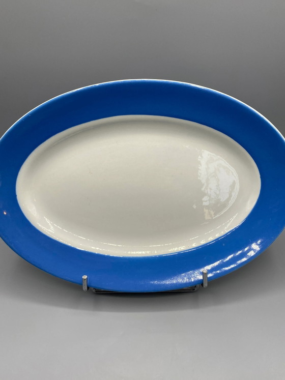 Large Antique Oval Faience Platter, Blue and White, Art Deco, 1920s-1940s – Decorative Objects (photo 2 of 4)