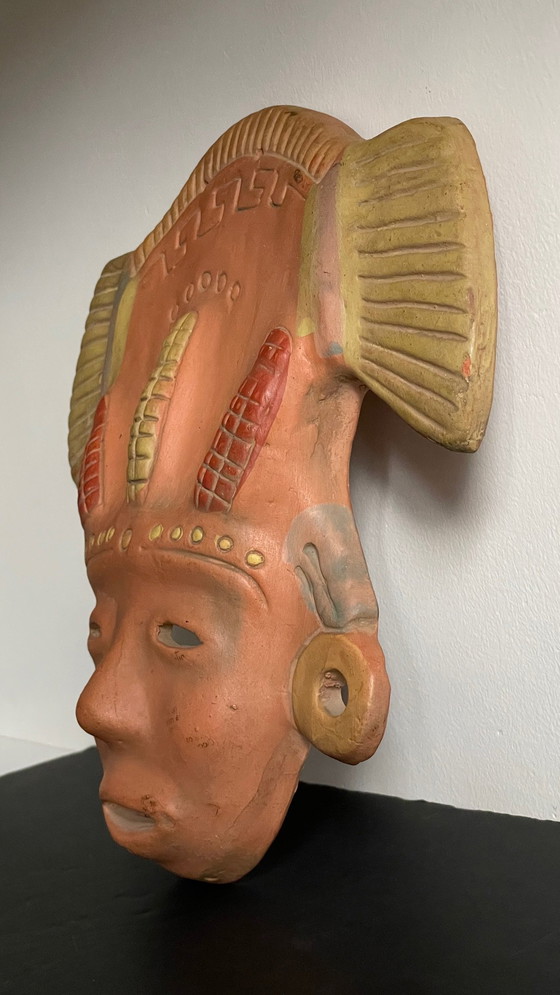 Image 1 of Masque Terre Cuite Reproduction Vintage Mexique