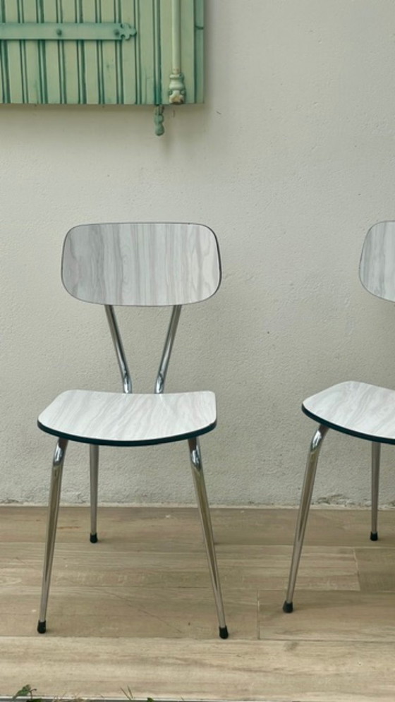 Coppia di sedie vintage in formica – Sedie da pranzo, Metal (photo 5 of 29)