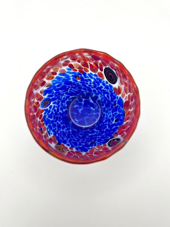 Image 1 of Set van 6 Venetiaanse glazen van geblazen glas met Murano-effect (murrine) in het glas verwerkt, handgemaakt in Italië.