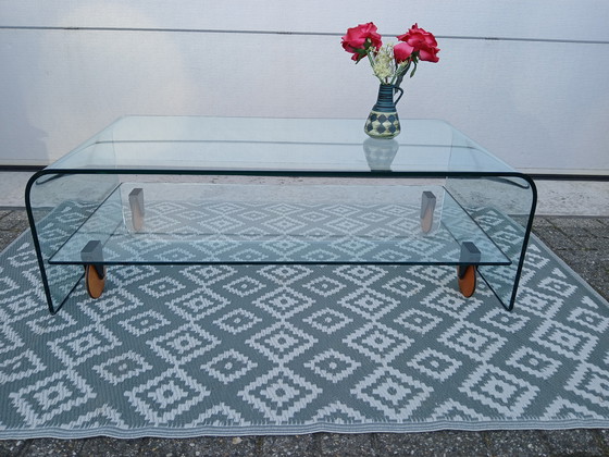 Image 1 of Fiam Table Basse en Verre Cascade Avec Base Mobile