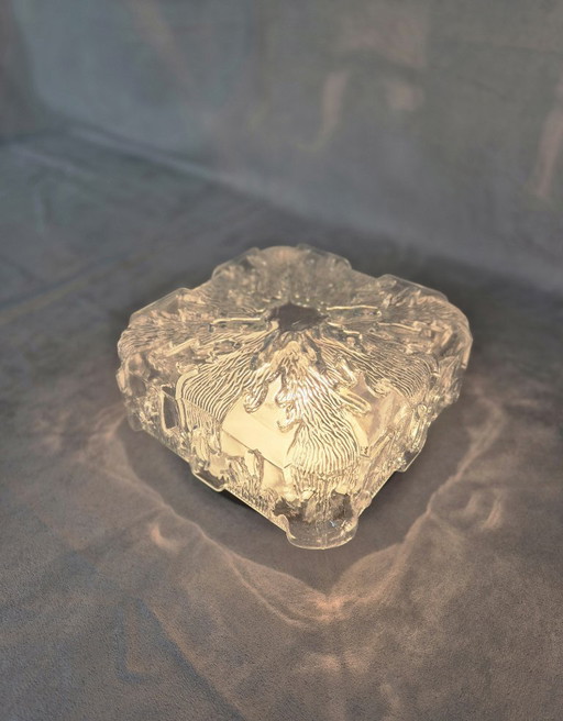 Mid Century Modern Glass Flush Mount Ceiling Light 20cm – Space Age Textured Crystal E27 Lamp