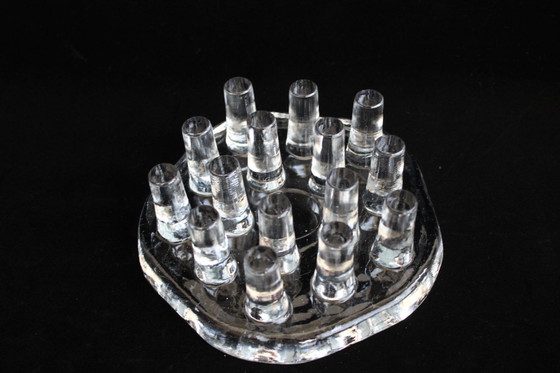 Image 1 of Chauffe-plats en verre vintage des années 1970, grand, lourd, avec tiges, style milieu du siècle, Georgsmarienhütte