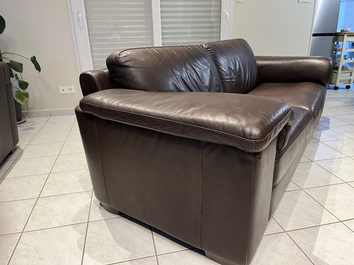Canapé 3 posti in cuoio marrone Natuzzi