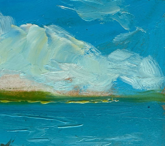 Image 1 of Original Oil Painting Summer River Landscape Fresh summer wind