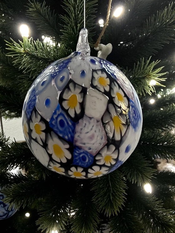 Image 1 of Bolas navideñas de cristal de Murano con murrine millefiori