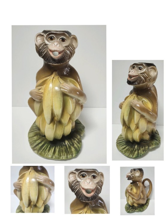 Image 1 of Keramische apenkan, beschilderd ontwerp uit de jaren 80