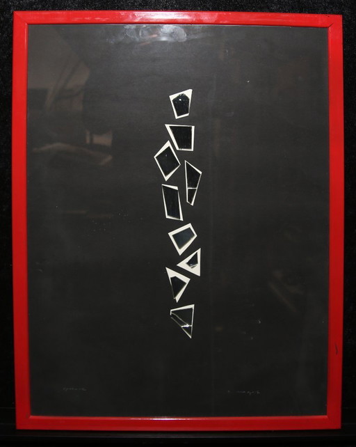 Megert, Christian - Hommage à Fontana - collage miroir - signé à la main