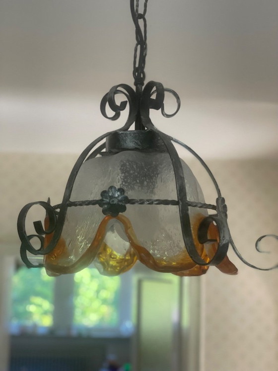 Image 1 of Vintage pendant lamp, Brutalist style, very likely Mazzega