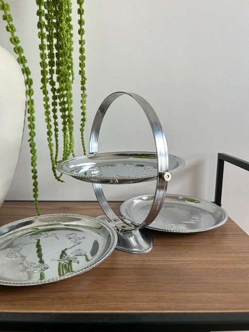 Vintage verzilverd metalen serveerblad