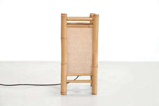 Vintage Japanese Tarogo table lamp in bamboo and linen – tafellampen (photo 2 of 6)