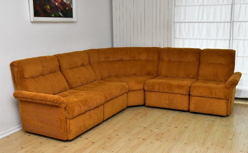  Yellow corduroy  modular sofa, 1970s, set of 5