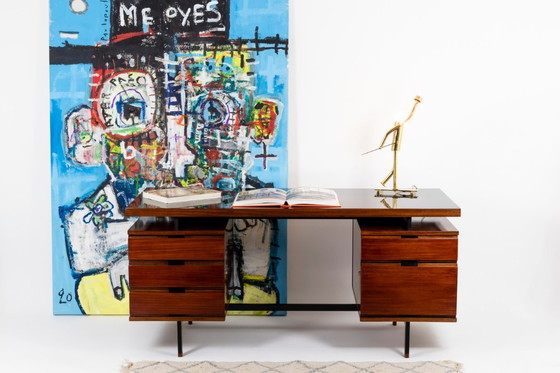 Image 1 of Pierre Guariche, Scrivania in mogano e metallo laccato, anni '60