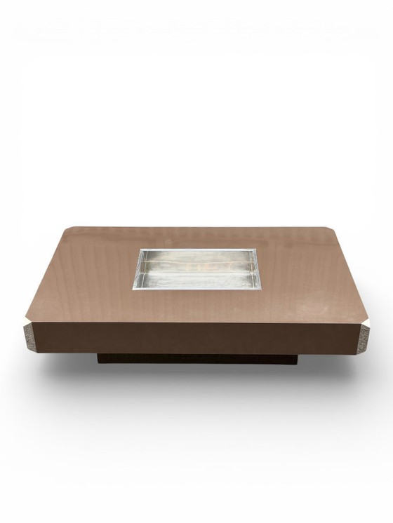 Image 1 of Mesa de centro "Alveo" de Willy Rizzo en laca chocolate para Mario Sabot