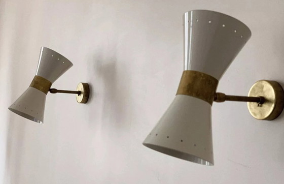 Image 1 of Coppia di applique diabolo bianco avorio